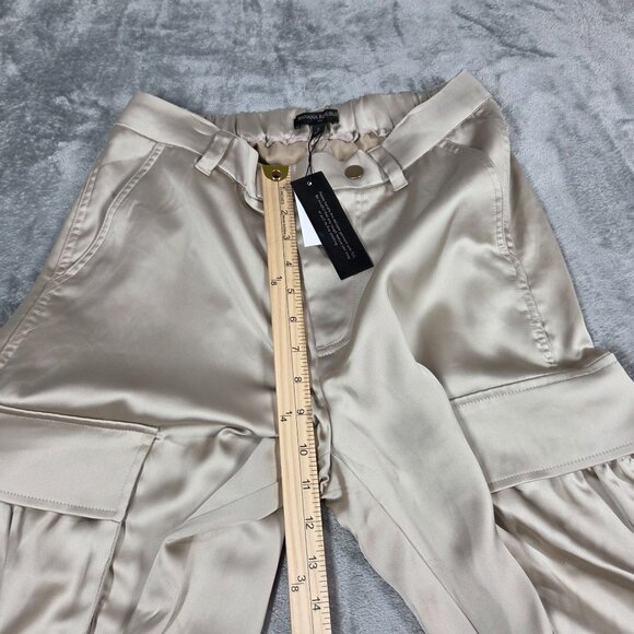Banana Republic Satin Parachute Cargo Jogger Pants Small Champagne Sand NEW - Picture 5 of 12